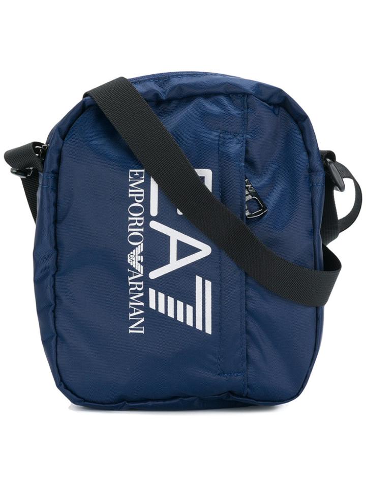 Ea7 Emporio Armani Logo Print Messenger Bag - Blue