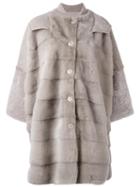 Liska Oversized Coat, Size: Medium, Grey, Mink Fur/lamb Fur