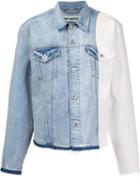 Off-white Colour Block Denim Jacket, Women's, Size: Small, Blue, Cotton