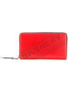 Givenchy Punch Hole Logo Zip Around Wallet - Red