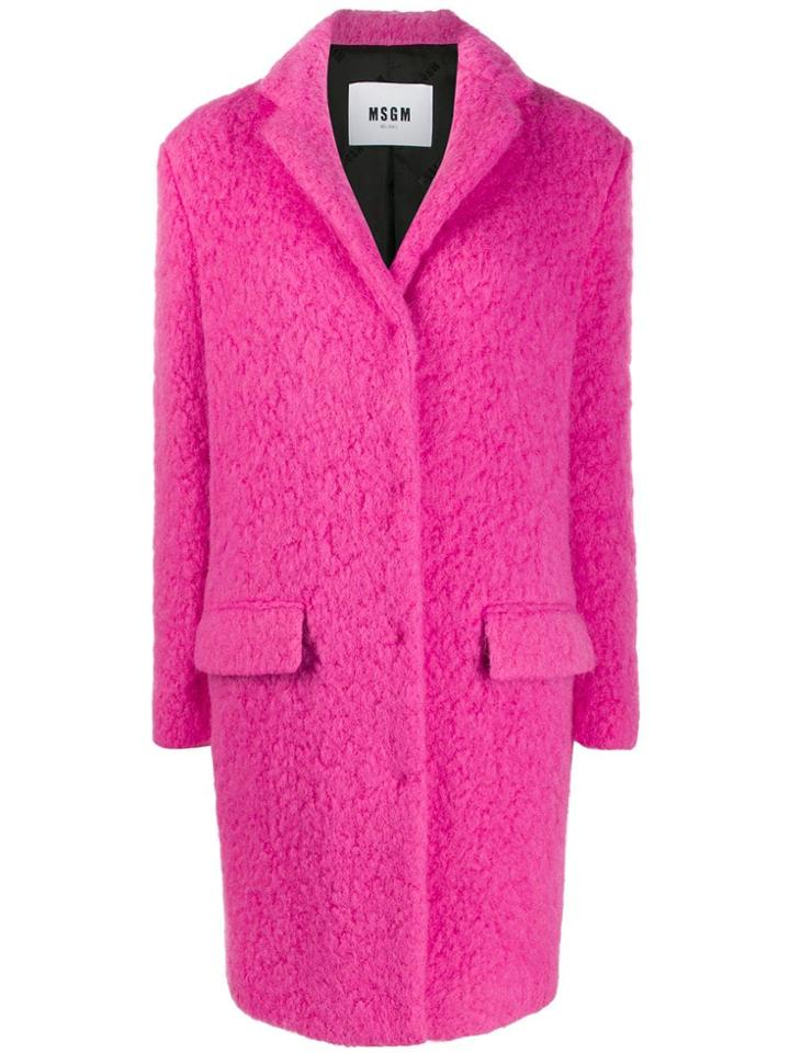 Msgm Textured Single Breasted Coat - Pink
