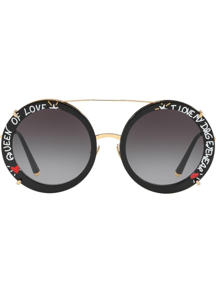Dolce & Gabbana Eyewear Queen Of Love Round Sunglasses - Gold