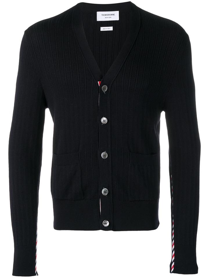 Thom Browne Variegated Rib Rwb Airmail Cardigan - Blue