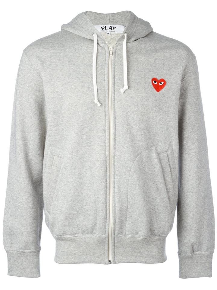 Comme Des Garçons Play Zip-up Hoodie, Men's, Size: Medium, Grey, Cotton