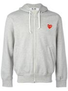 Comme Des Garçons Play Zip-up Hoodie, Men's, Size: Medium, Grey, Cotton