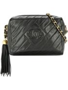 Chanel Pre-owned Quilted Fringe Chain Shoulder Bag - Black