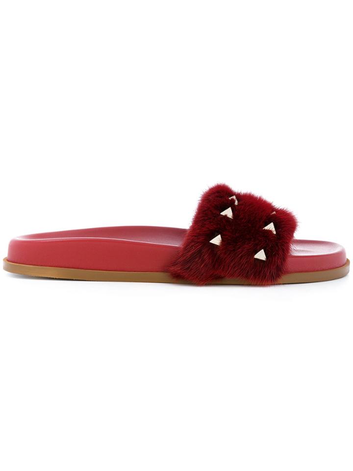 Valentino Valentino Garavani Rockstud Slides - Red