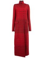 Haider Ackermann Zig-zag Pattern Long Coat, Women's, Size: 40, Red, Cotton/acetate/cupro/rayon