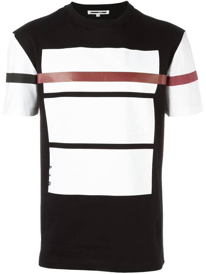 Mcq Alexander Mcqueen Red Line Print T-shirt, Men's, Size: Xs, Black, Cotton