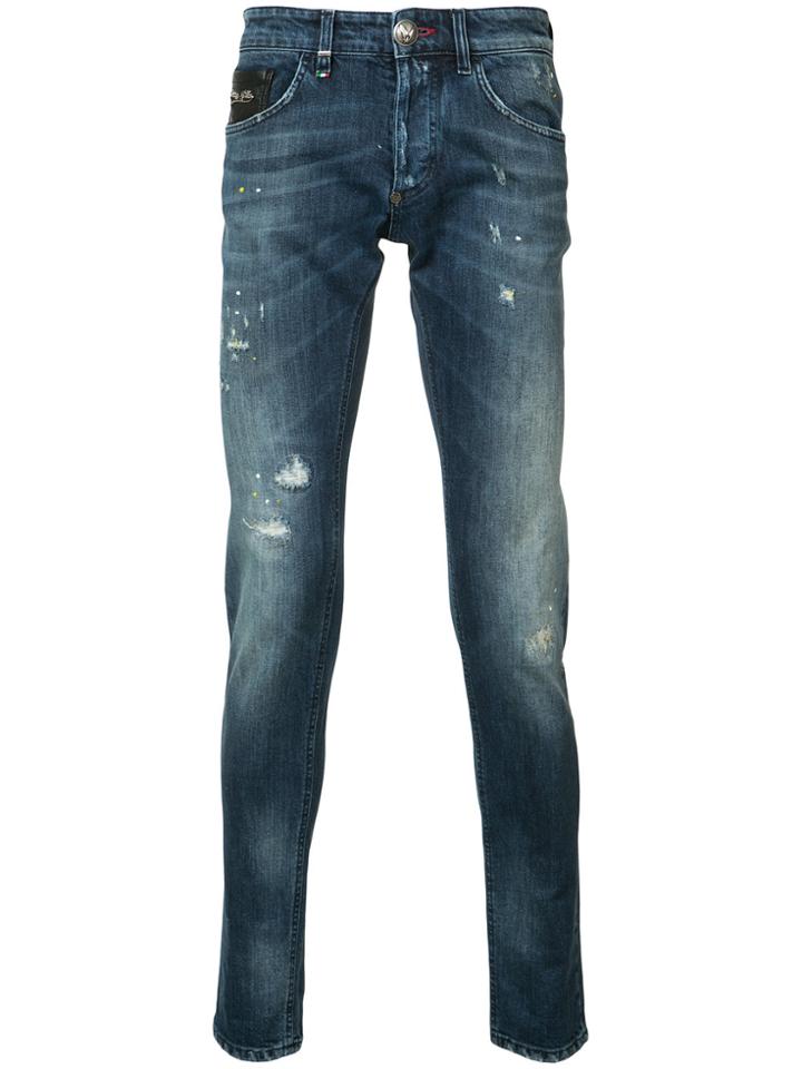 Philipp Plein Sound Straight Leg Jeans - Blue