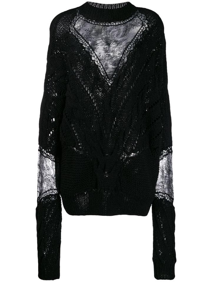 Almaz Panelled Cable Knit Jumper - Black