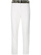 Msgm Cropped Embellished Trousers - White