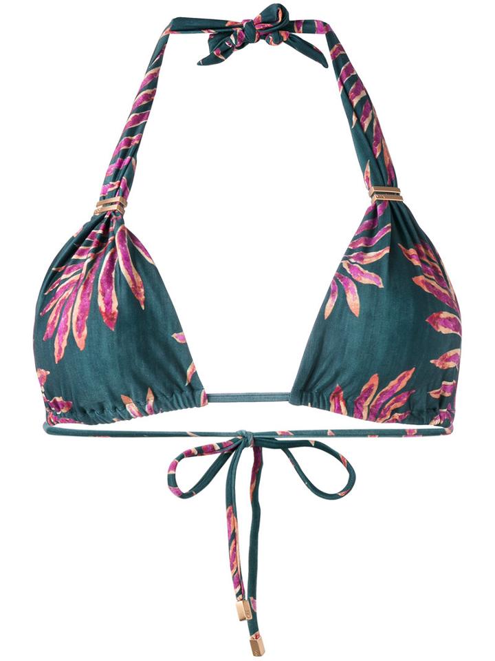 Vix Paula Hermanny - Floral Triangle Bikini Top - Women - Polyamide/spandex/elastane - M, Green, Polyamide/spandex/elastane