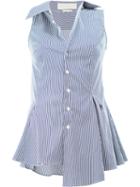 Monse - Pinstripe Flared Blouse - Women - Cotton/nylon/spandex/elastane - 4, White, Cotton/nylon/spandex/elastane
