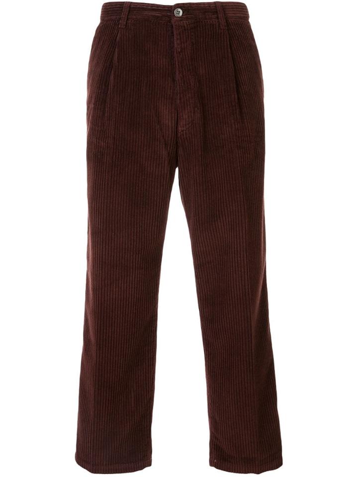 Haikure Cropped Corduroy Chinos - Brown