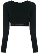 Chiara Ferragni Cropped Logo Waistband Top - Black