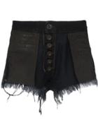 Unravel Project Reverse Distressed Denim Shorts - Black