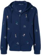 Polo Ralph Lauren Embroidered Zipped-up Hoodie - Blue