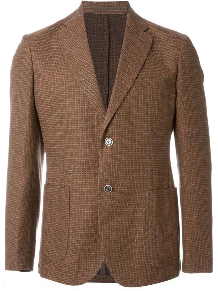 Eleventy Patch Pocket Blazer, Men's, Size: 54, Brown, Cotton/linen/flax/silk