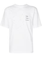 Satisfy Distressed T-shirt With Slogan - White
