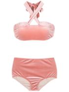 Adriana Degreas - Velvet Hot Pants Bikini Set - Women - Polyester/spandex/elastane - G, Pink, Polyester/spandex/elastane