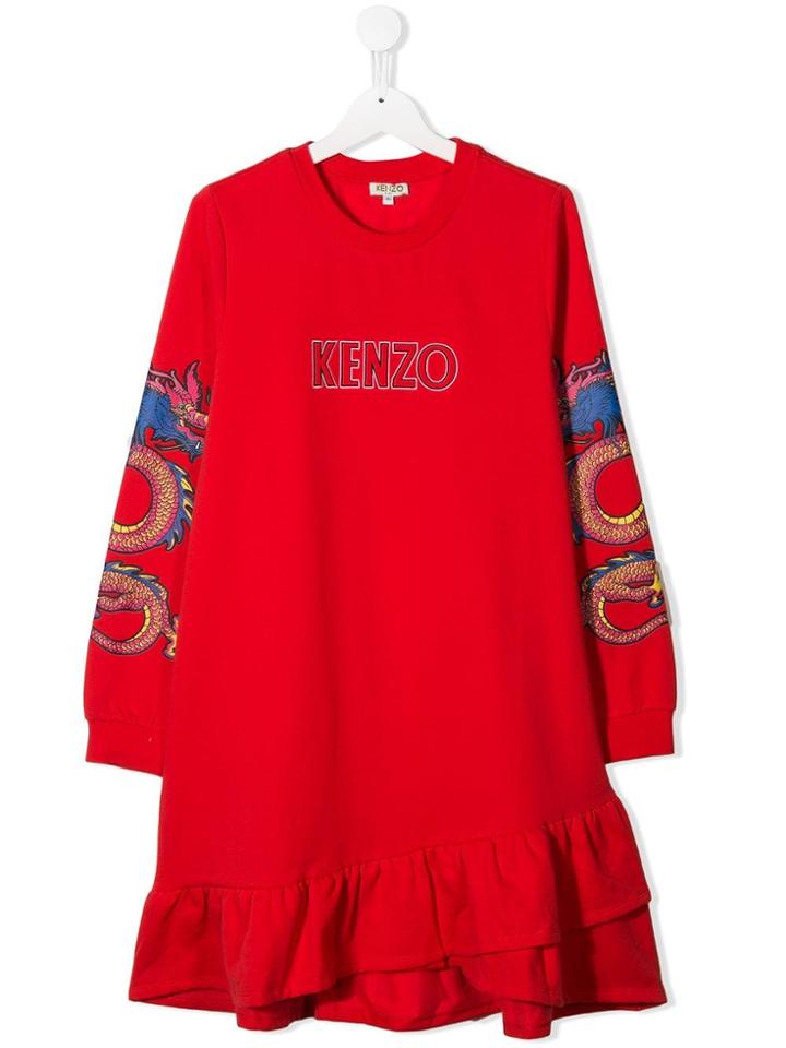 Kenzo Kids Graphic Ruffled Dress - Red