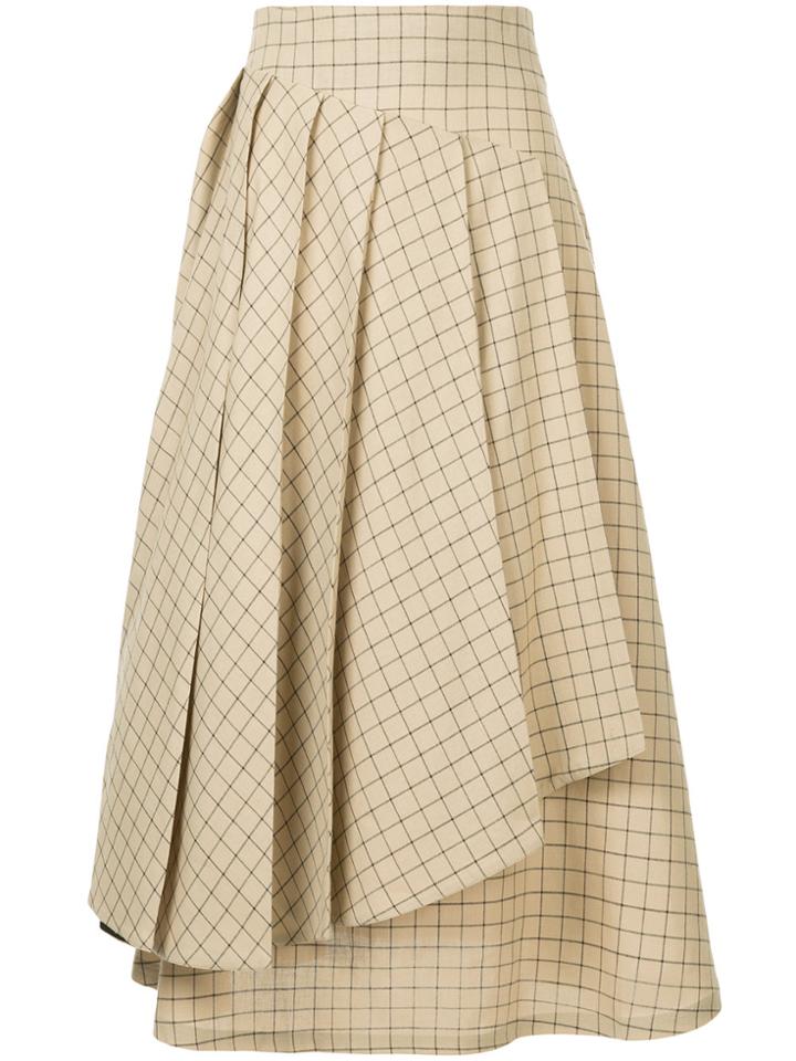 A.w.a.k.e. Checked Layered Skirt - Nude & Neutrals