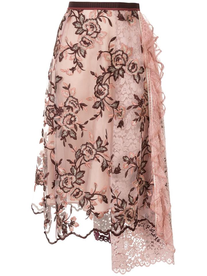 Antonio Marras Floral Lace Midi Skirt - Pink