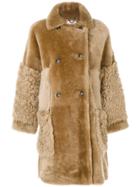 Desa Collection Oversized Fur Coat - Brown