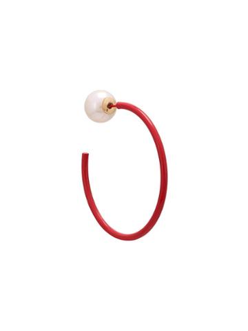 Bijou R.i 'ex' Small Hoop Pierce Earrings, Women's, Red