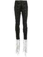 Unravel Project Lace-up Cropped Leather Trousers - Black