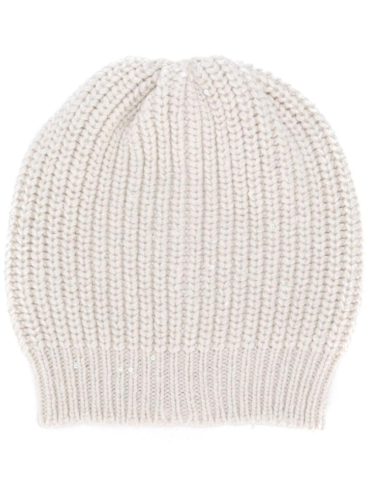 Brunello Cucinelli Knitted Beanie Hat - Neutrals