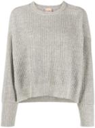 Nude Ribbed Knit Pullover - Grey
