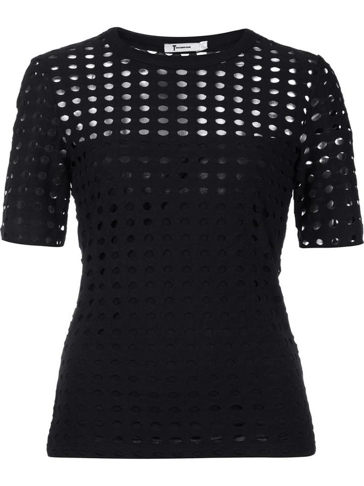 T By Alexander Wang Circular Hole T-shirt, Women's, Size: Xs, Black, Polyester/rayon/spandex/elastane