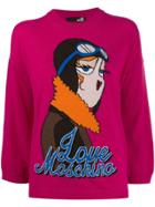 Love Moschino Aviator Intarsia-knit Jumper - Pink