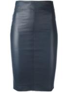 Drome Midi Fitted Skirt, Women's, Blue, Leather