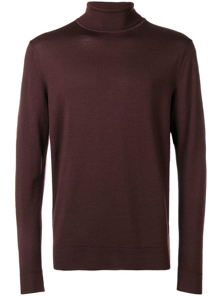 Sunspel Roll Neck Jumper - Brown