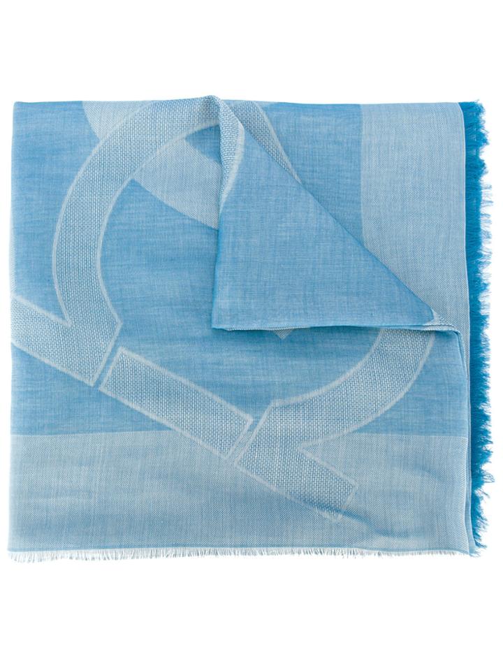 Salvatore Ferragamo Fringed Scarf - Blue