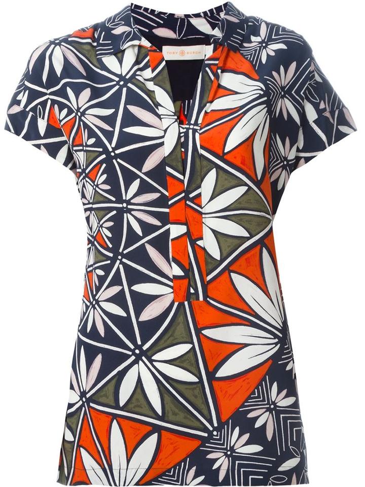 Tory Burch Floral Print Shortsleeved Shirt