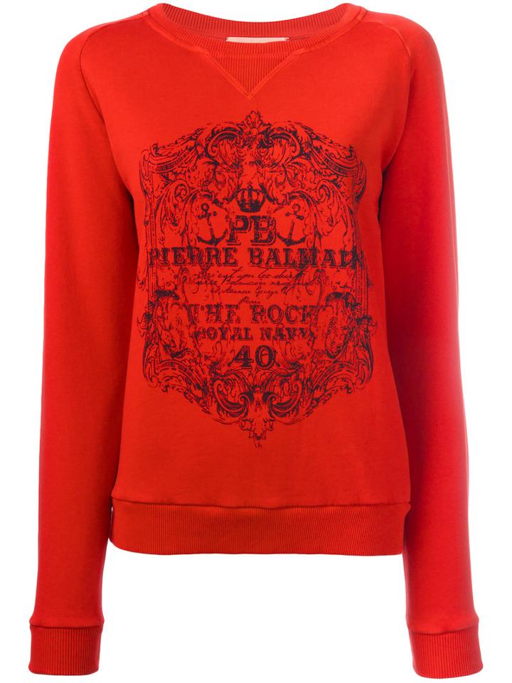 Pierre Balmain Logo Print Sweatshirt, Women's, Size: 34, Red, Cotton