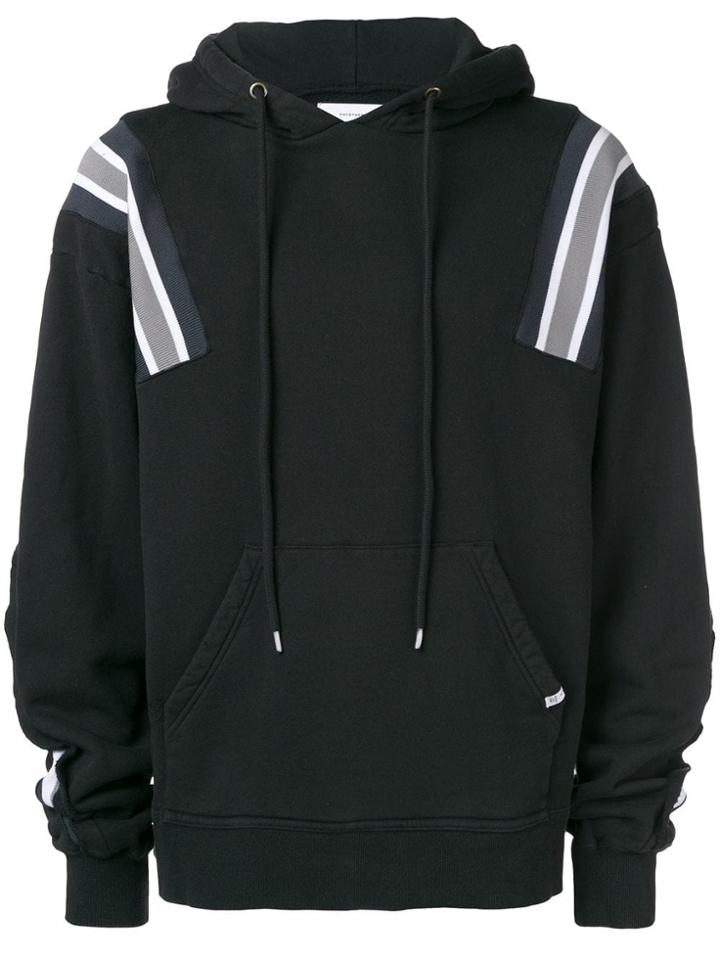 Facetasm Oversized Stripe Detail Hoodie - Black