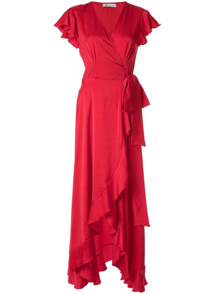 Mitos Ruffled Wrap Dress - Red