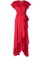 Mitos Ruffled Wrap Dress - Red