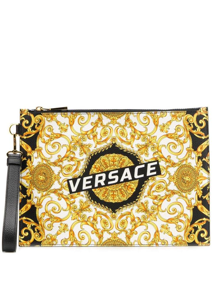 Versace Baroque Logo Print Pouch - Black