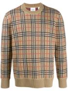 Burberry Checked Jumper - Brown