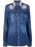 Dsquared2 Lace Appliqué Denim Shirt - Blue