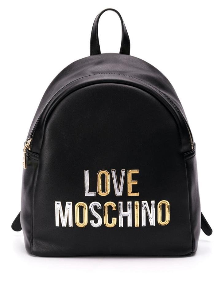 Love Moschino Laminated Logo Backpack - Black
