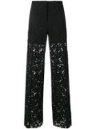 Philosophy Di Lorenzo Serafini - Wide Leg Lace Trousers - Women - Cotton/polyamide/polyester - 42, Black, Cotton/polyamide/polyester