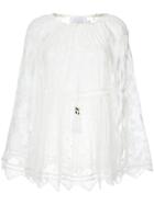 Zimmermann Floral Embroidered Peasant Blouse - White