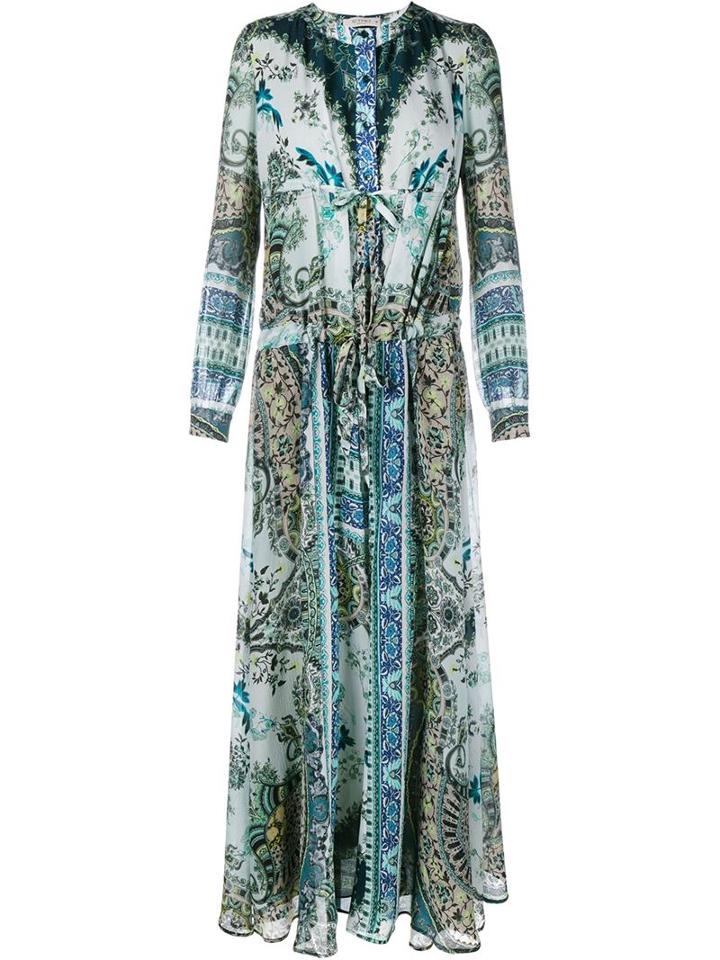 Etro Paisley Print Maxi Dress, Women's, Size: 38, Blue, Silk
